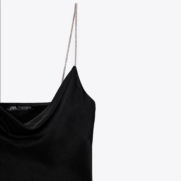 Zara Satin Top with Rhinestone Straps - Picture 7 of 8